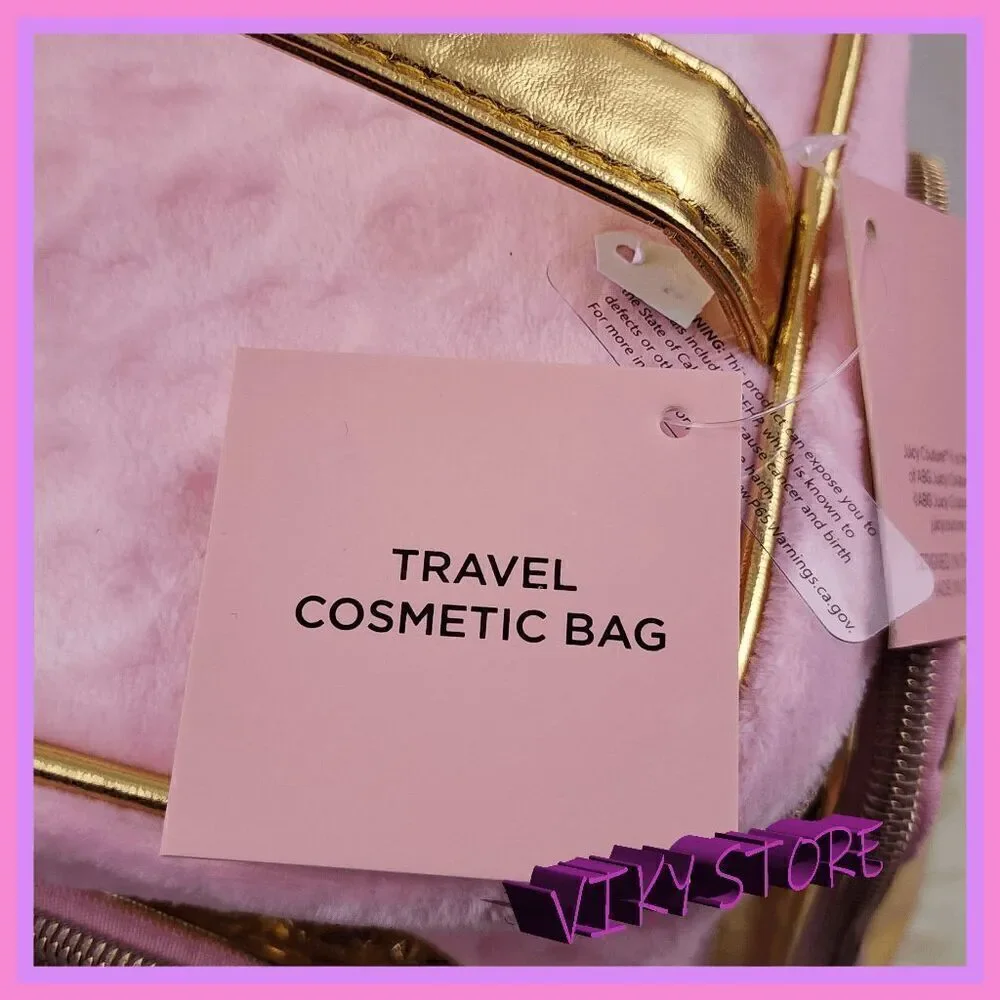 NWT 💖 {Juicy Couture} Glamorous Travel Companion: Pink Velvet Gold Foil Train
